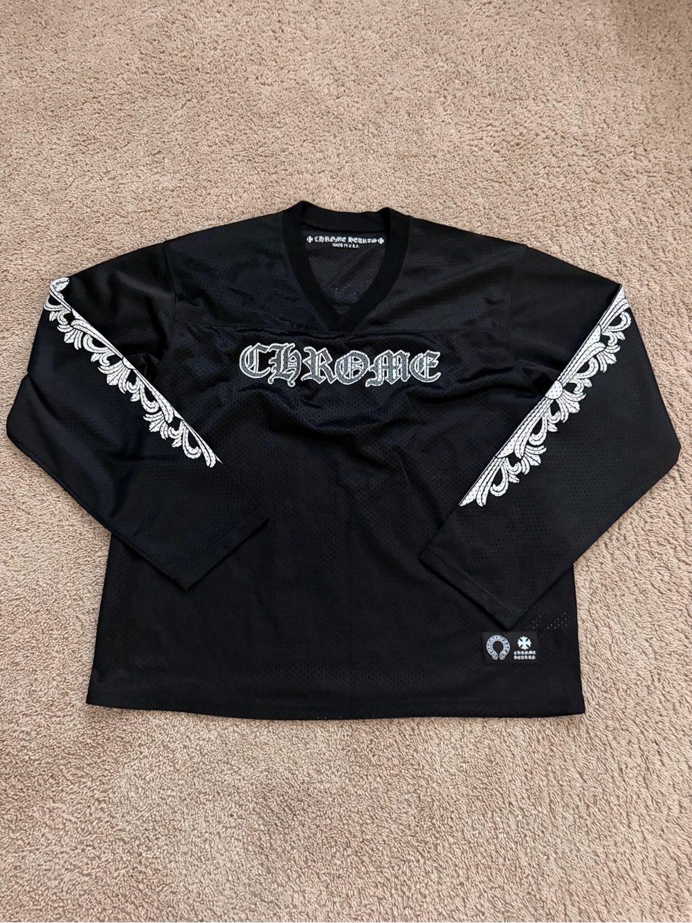 Chrome Hearts Black Jersey with White Gothic Logo
